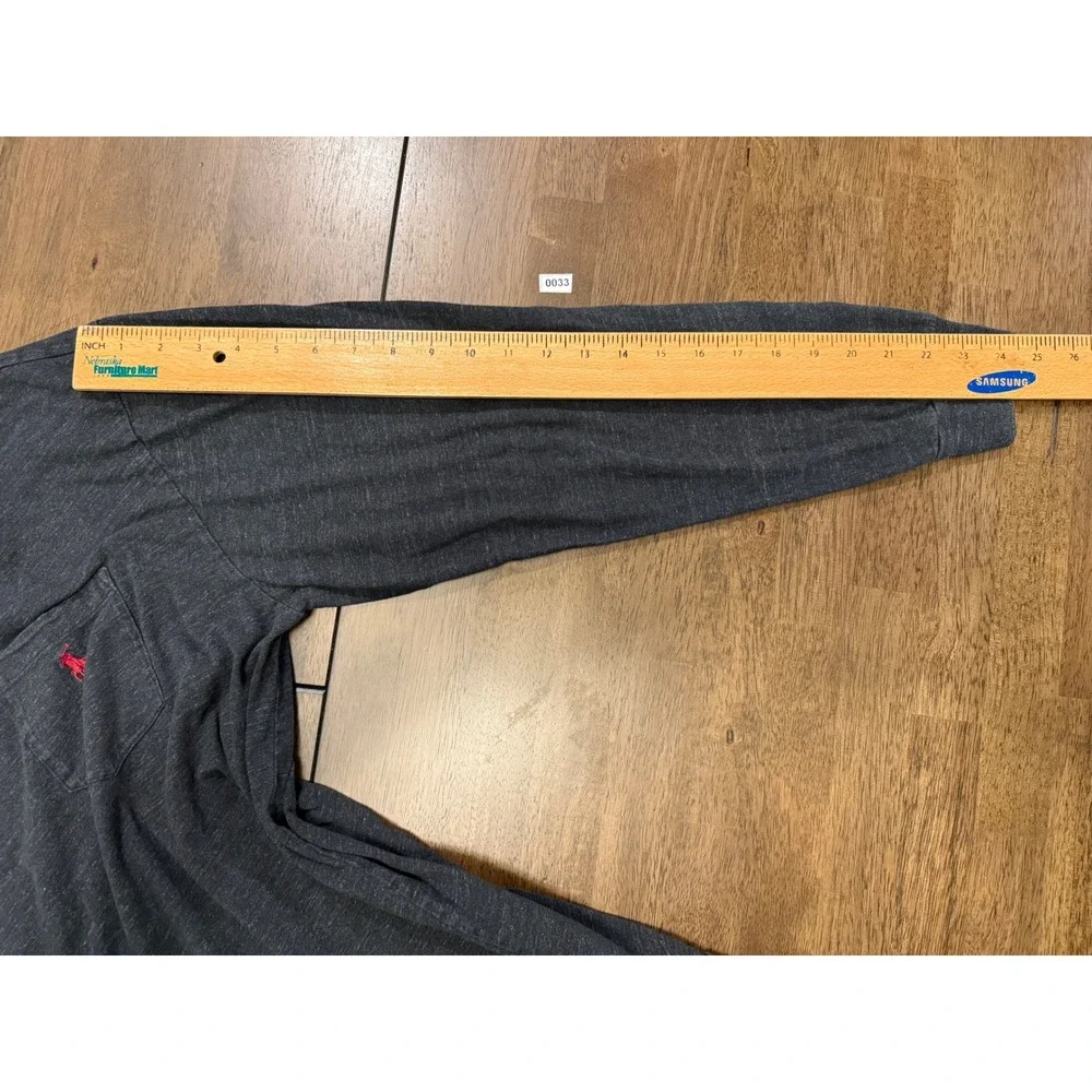 Polo Ralph Lauren Mens Large Charcoal Grey Heather Long‎ Sleeve Pocket Tee Shirt